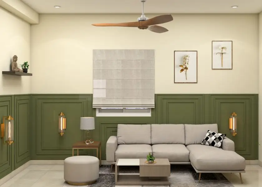 Cat Tembok Kombinasi Warna Cream dan Hijau Olive